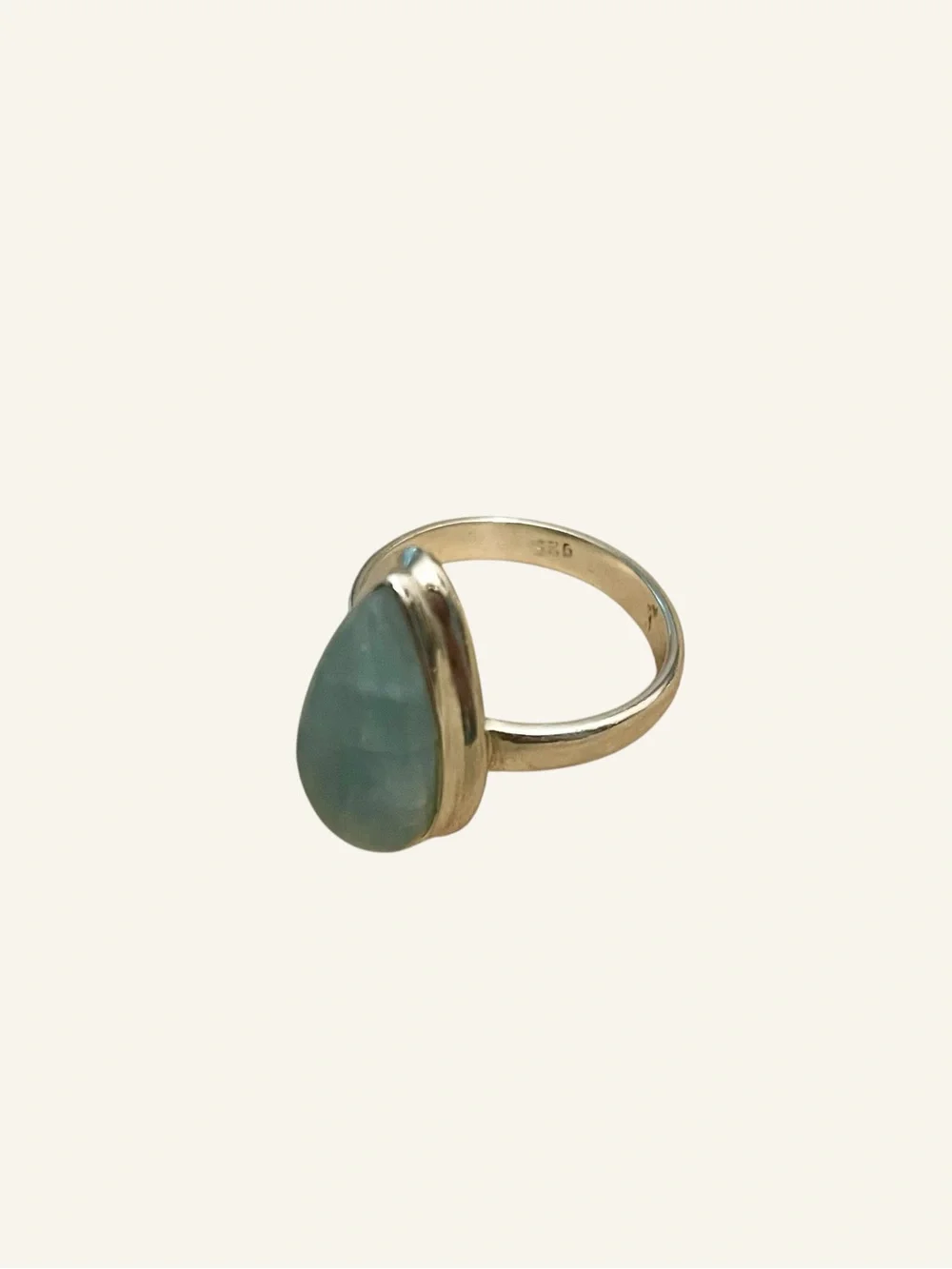 Aquamarine Sterling Silver Ring 925 Size 8